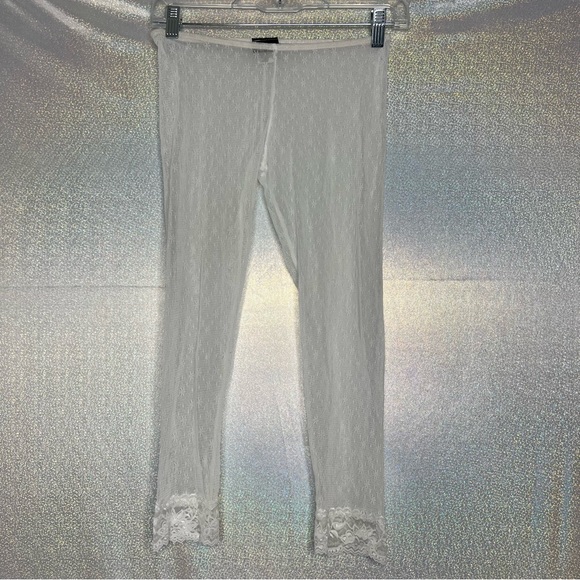 Seduction lace cropped pants white see through mesh sexy cute beach lounge y2k - Picture 5 of 9
